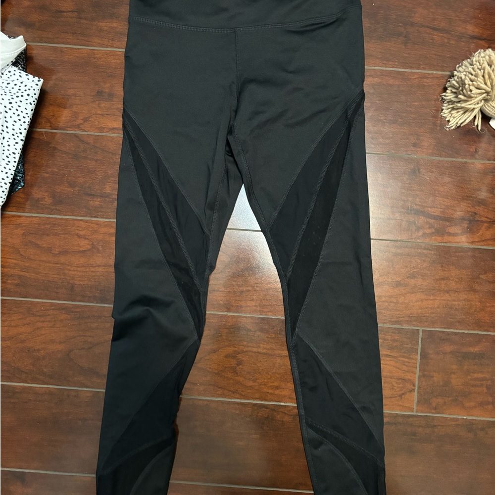 Forever21 Black Athletic Leggings with Mesh Panels